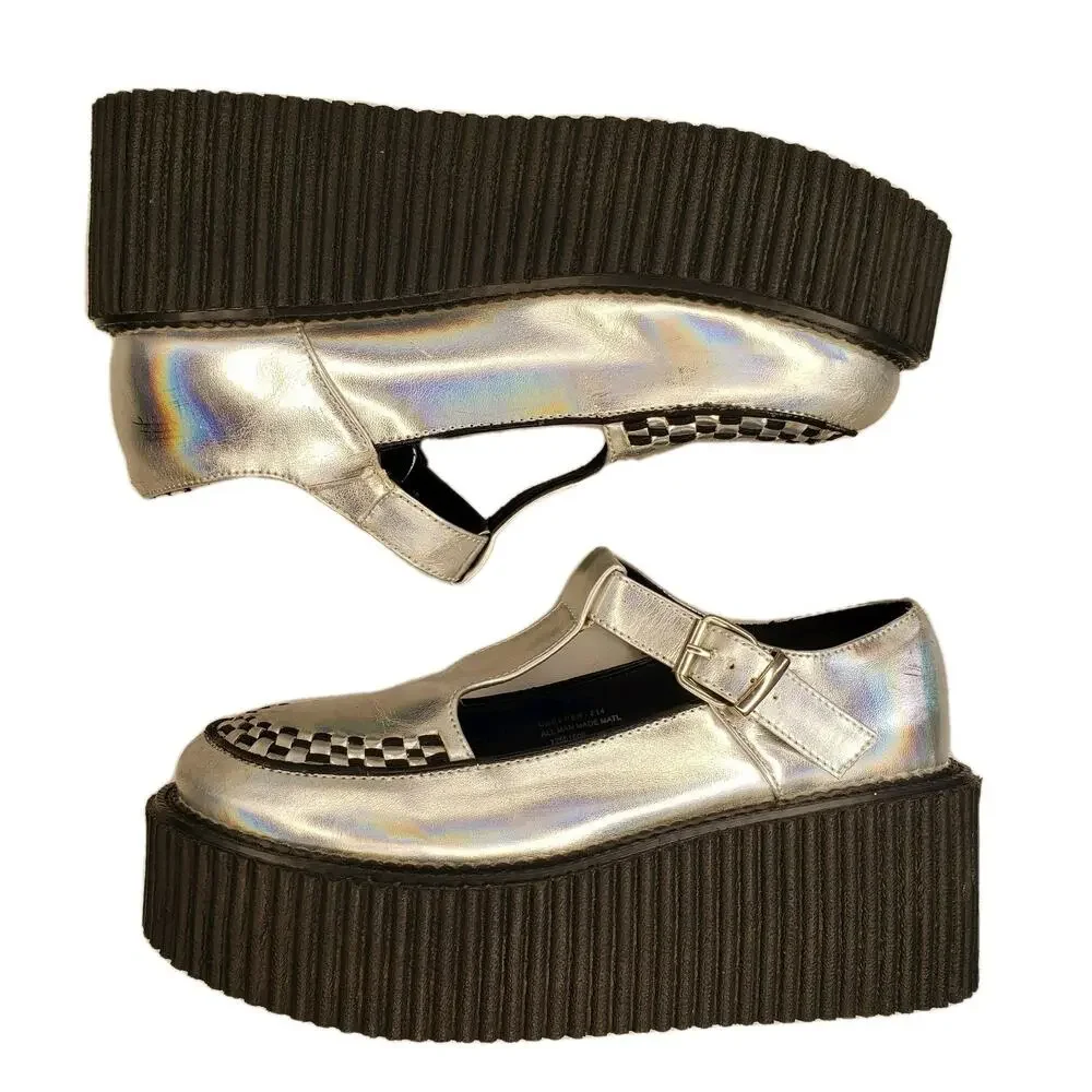 Demonia Cult Creeper Hologram Platform Mary Jane Shoes Women's Size 10